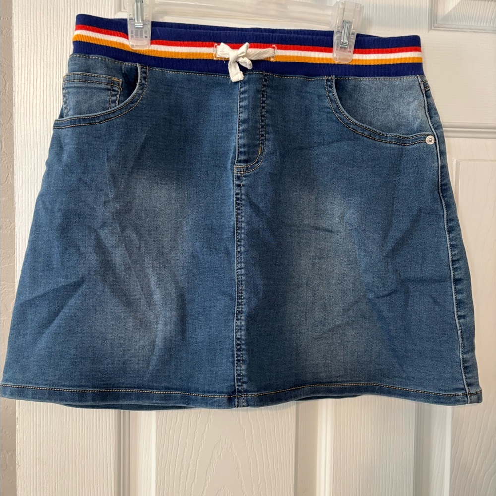 Cat & Jack Denim Skirt with Striped Waistband 14/16